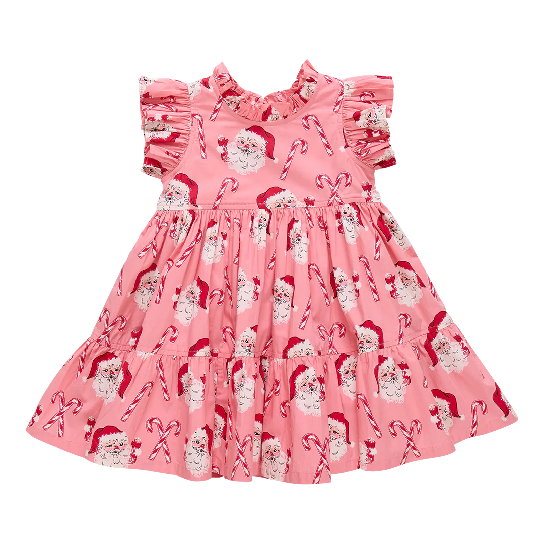 Pink Chicken Girls' Jennifer Dress | Pink Candy Cane Santa