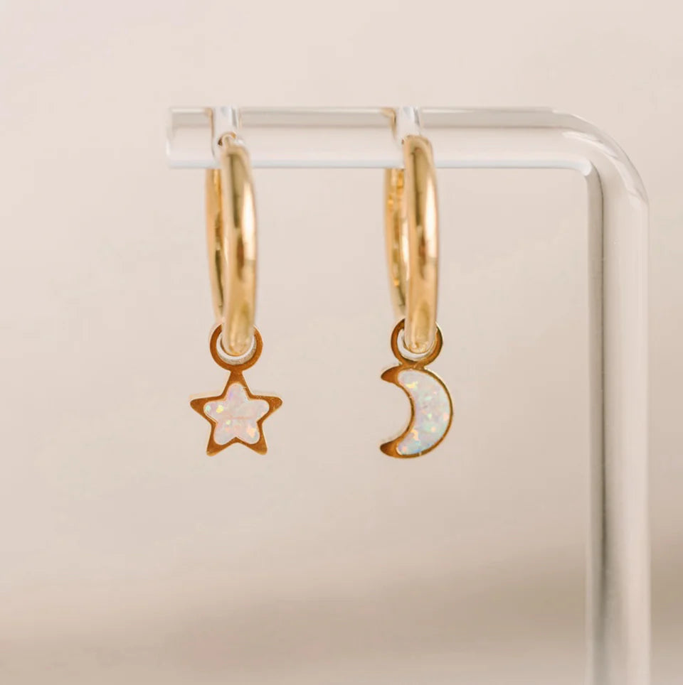 Pierced Co. Moon + Star Opal Charm