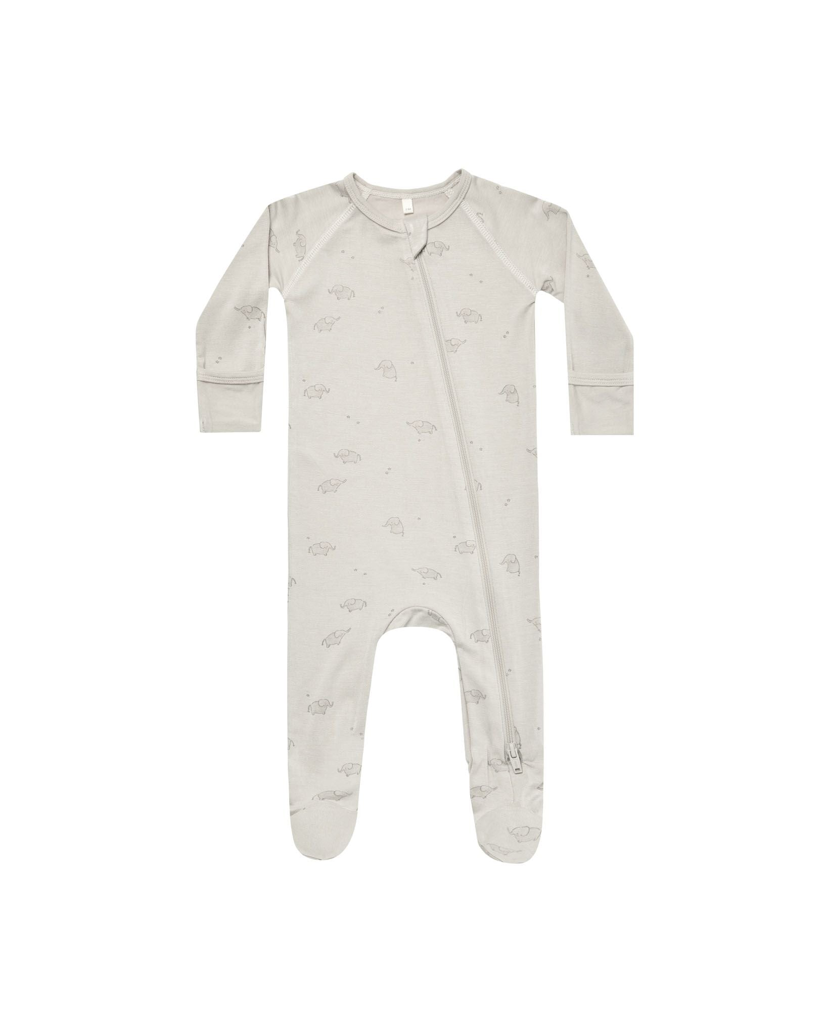 Quincy Mae Bamboo Zip Footie | Elephants