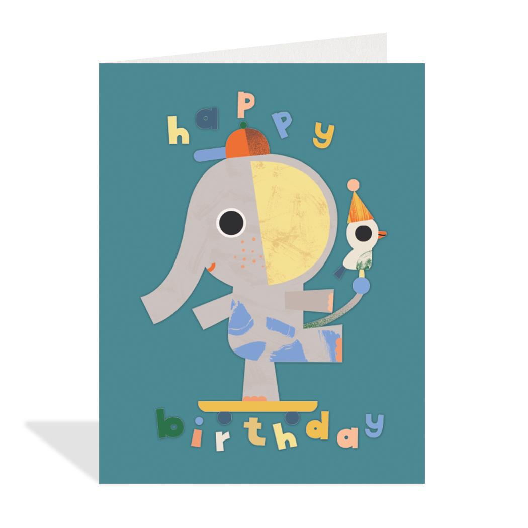 Skating Elephant Birthday Card