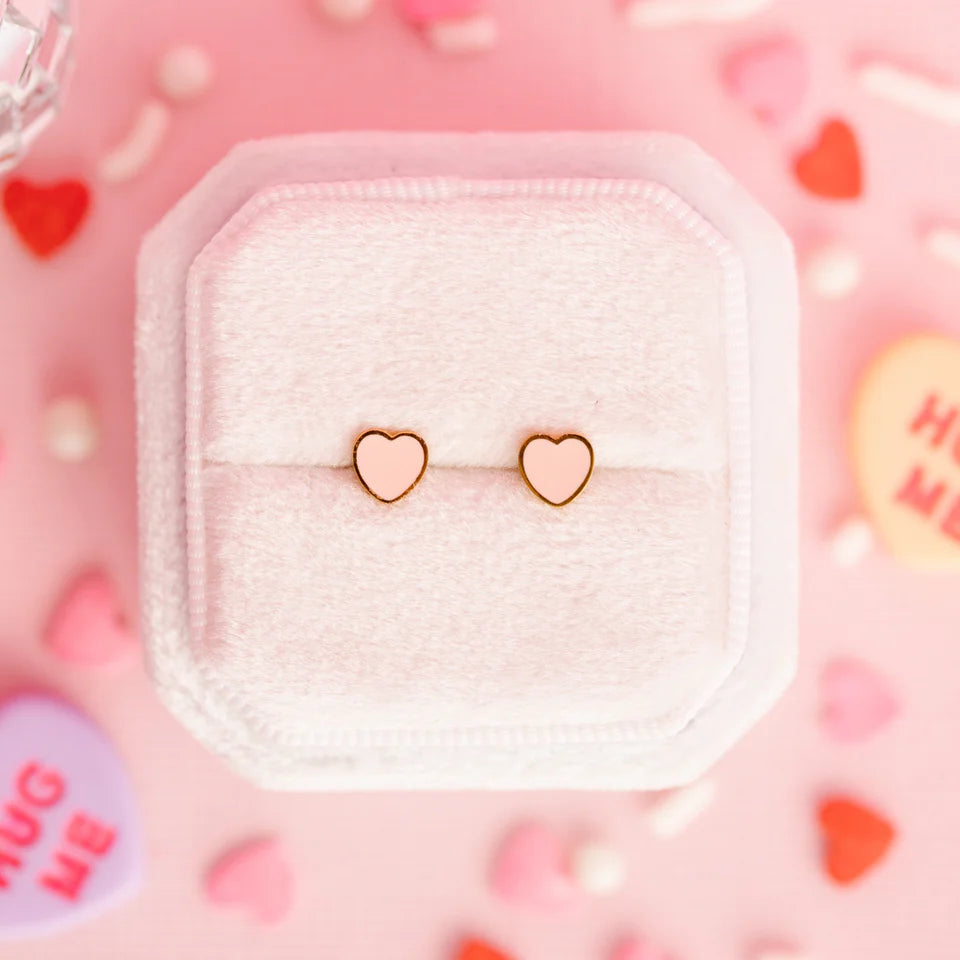 Pierced Co. Tiny Peach Heart Screwback Earrings
