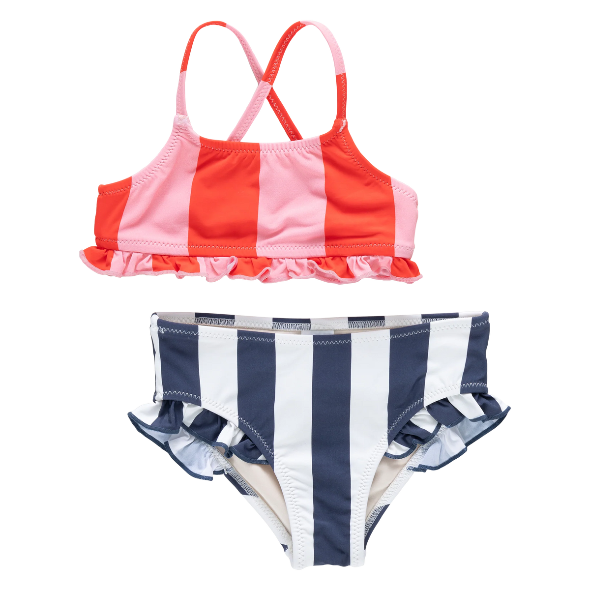 Pink Chicken Girls Arabella Bikini | Wide Pink + Red Stripe