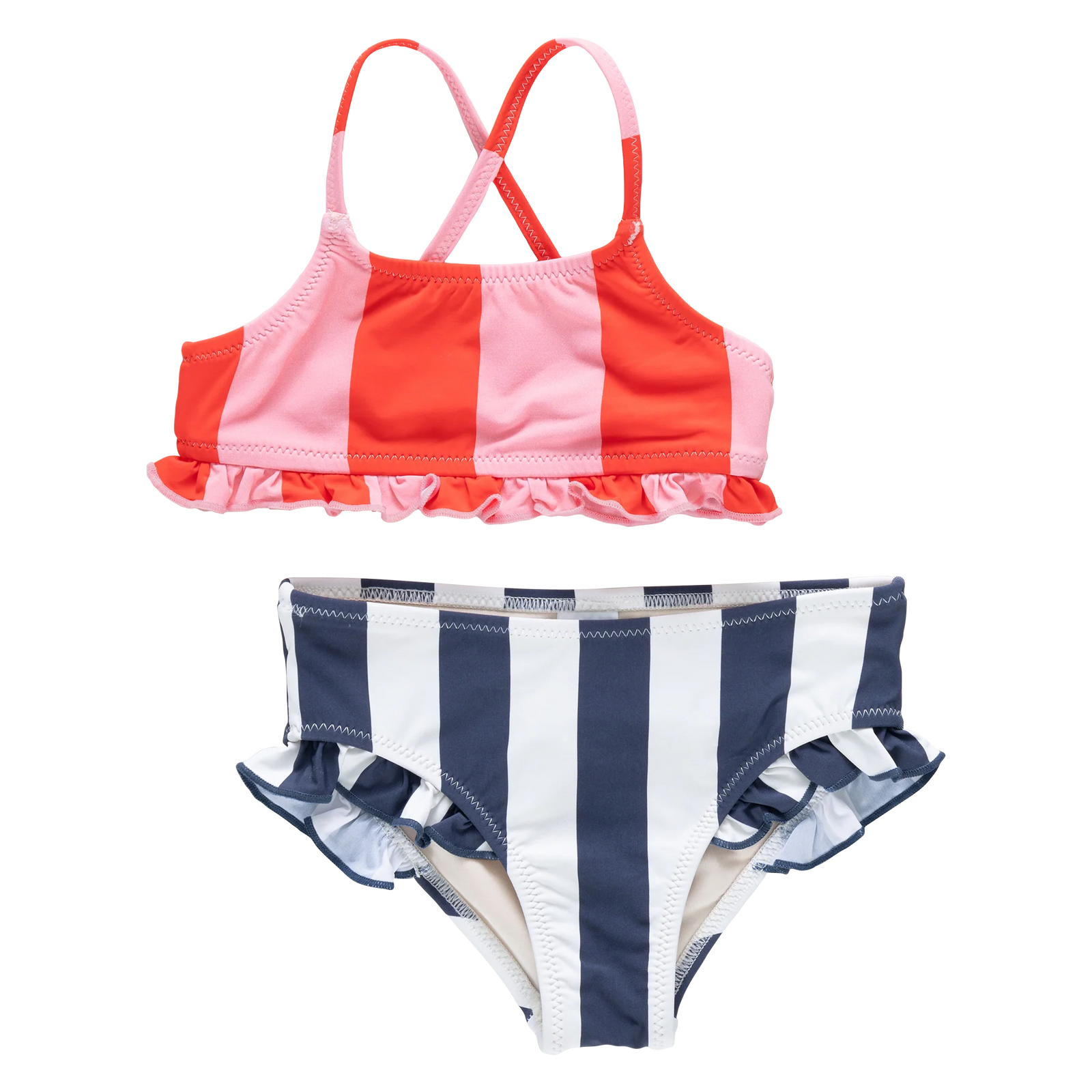Pink Chicken Girls Arabella Bikini | Wide Pink + Red Stripe