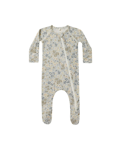 Quincy Mae Bamboo Zip Footie | Winter Garden