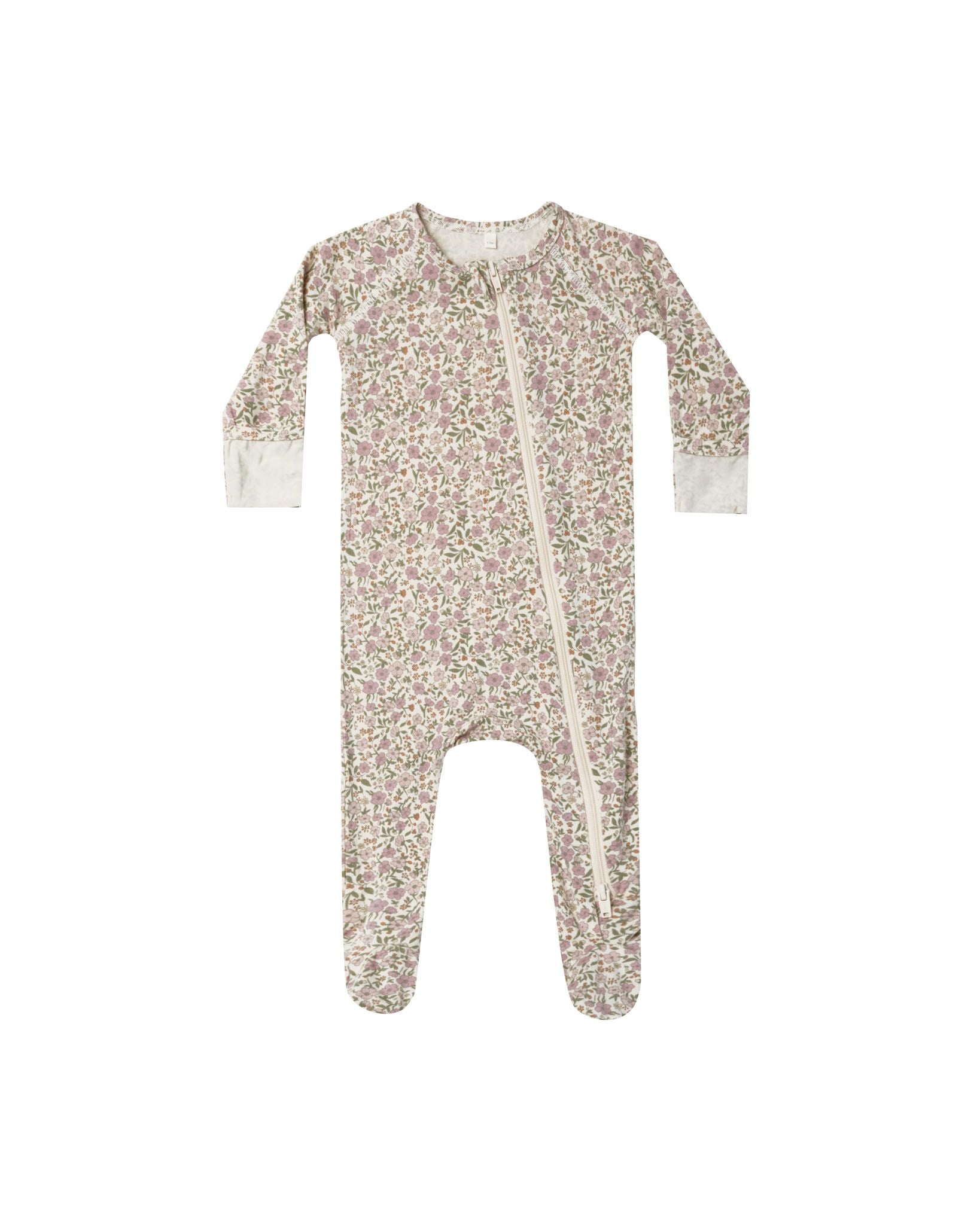 Quincy Mae Bamboo Zip Footie | Flower Field