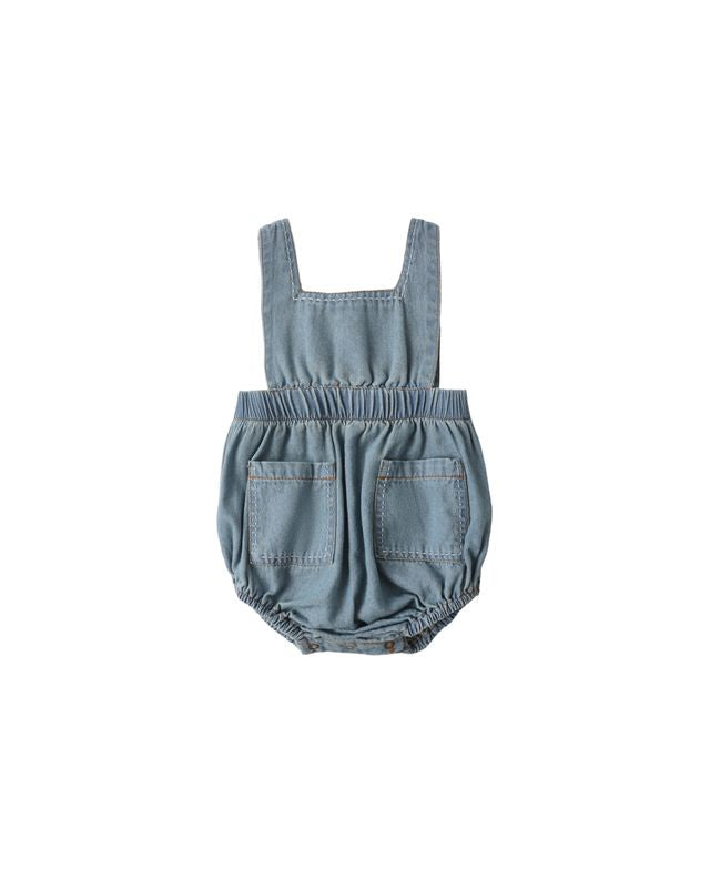 Rylee + Cru Denim Romper | Washed Blue