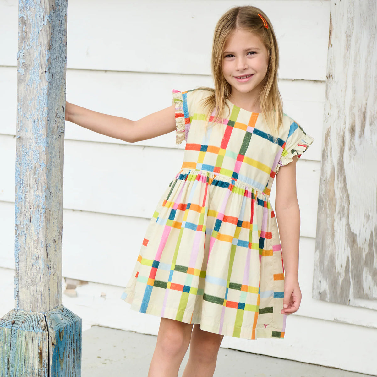 Pink Chicken Girls Adaline Dress | Multi Tattersal