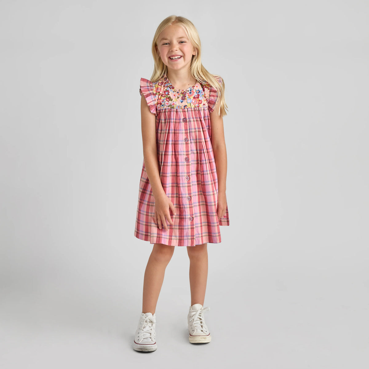 Pink Chicken Girls Kaylee Dress | Burgundy Madras Plaid