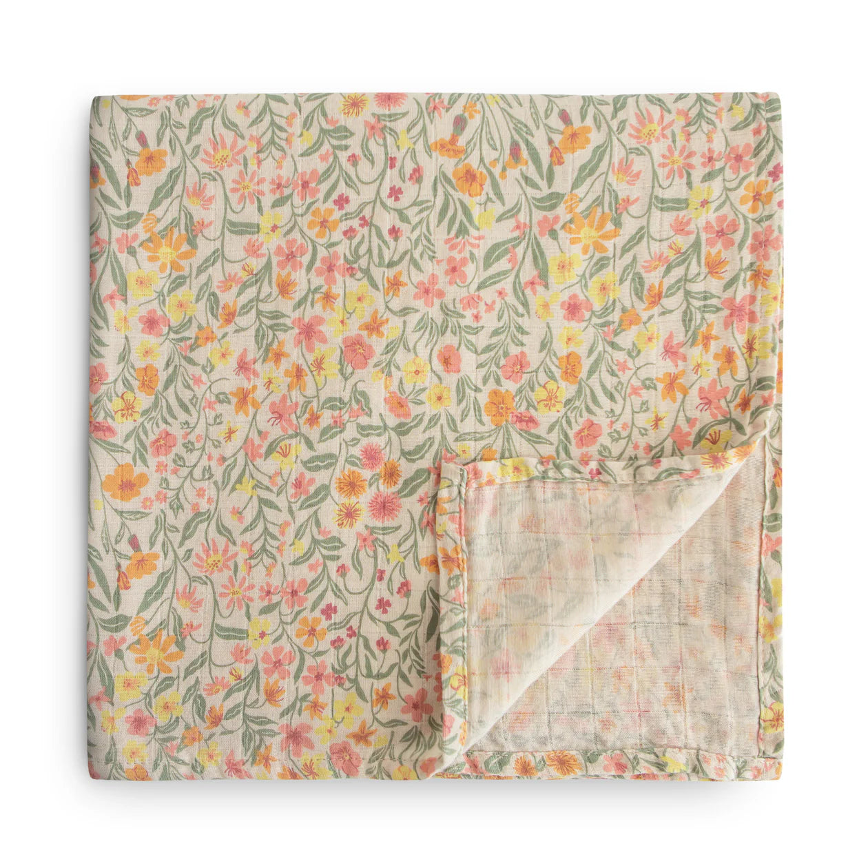 Mushie Organic Swaddle Blanket | Pastel Blooms