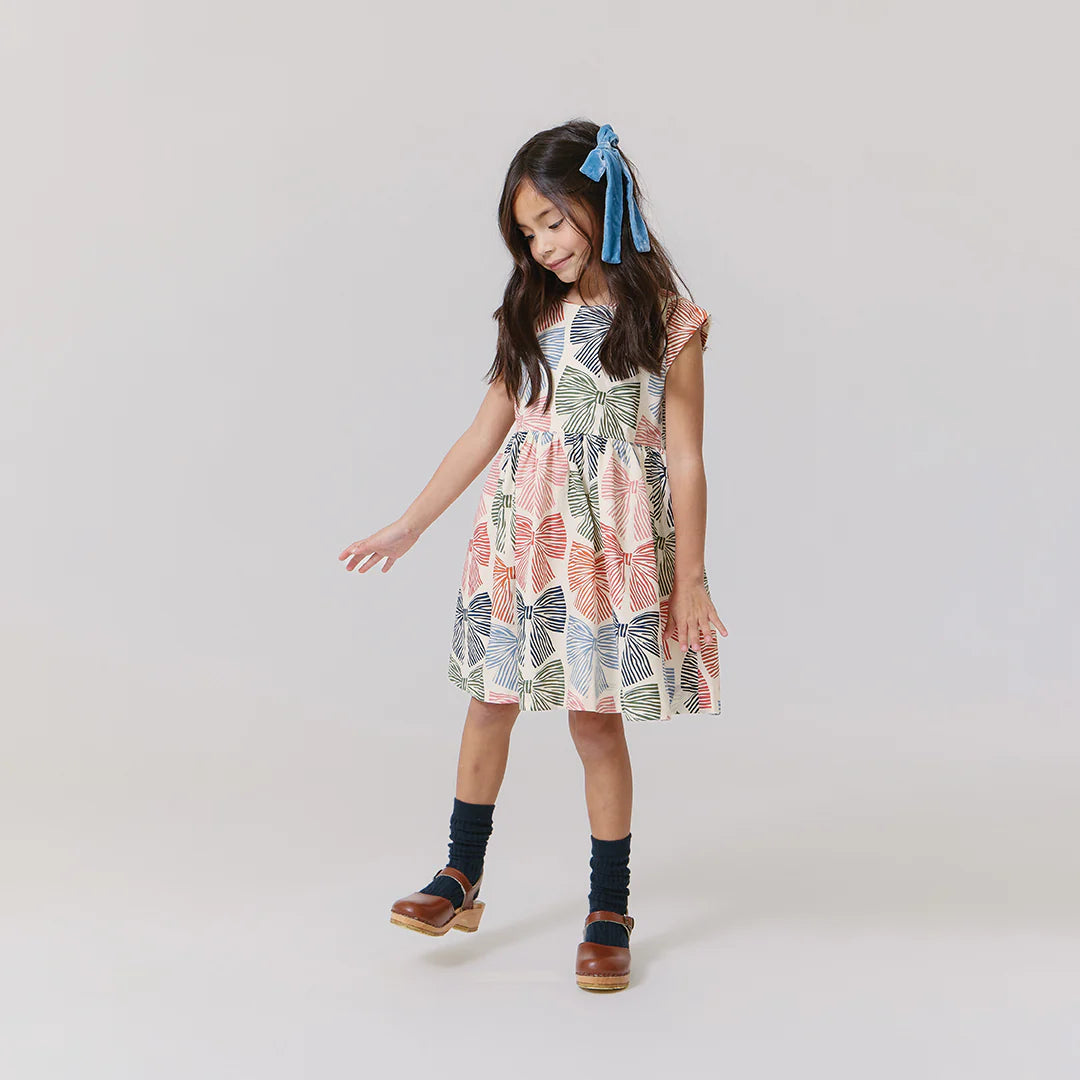 Pink Chicken Girls' Adaline Dress | Multi-Stripe Bows