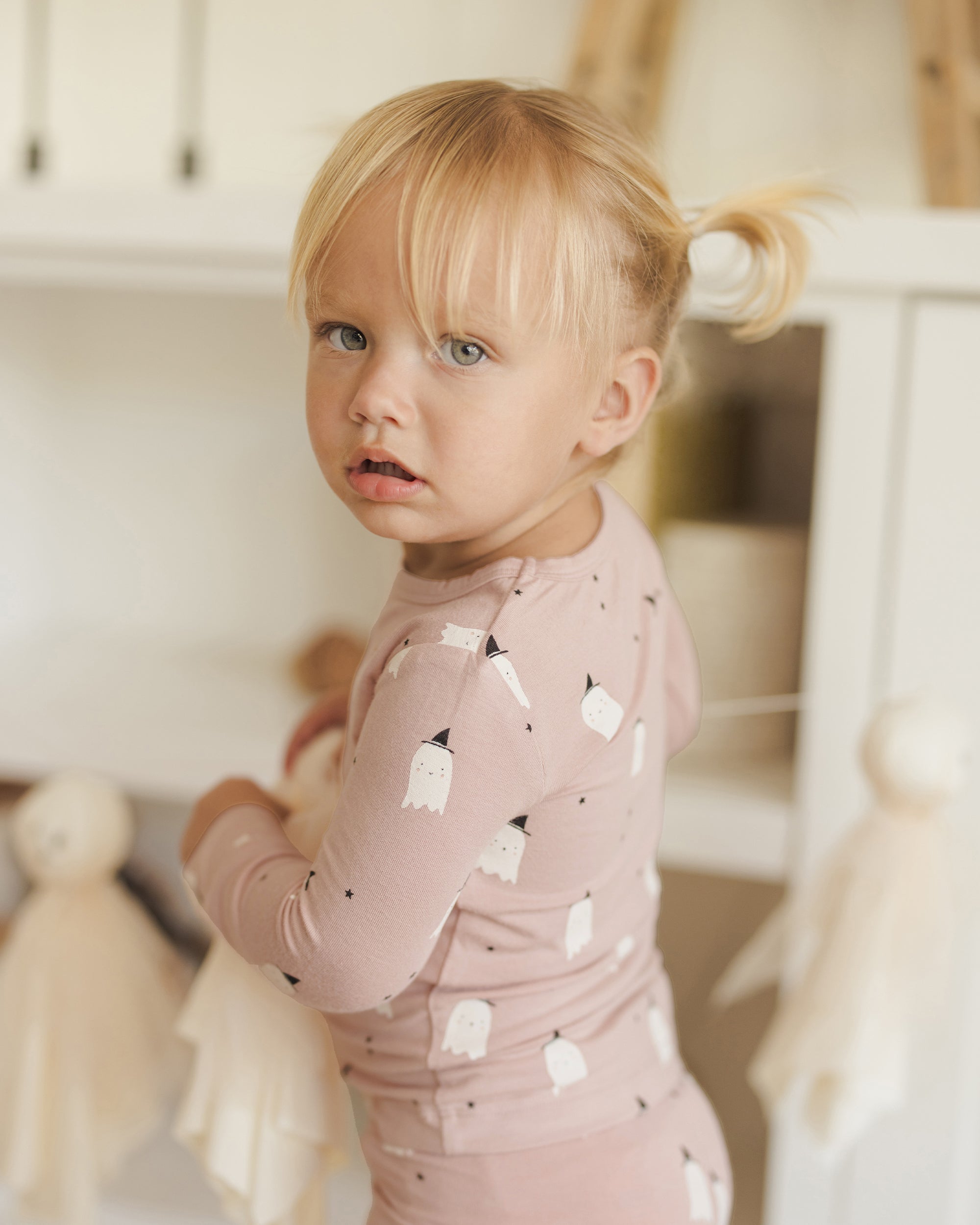Quincy Mae Bamboo Pajama Set | Pink Ghosts