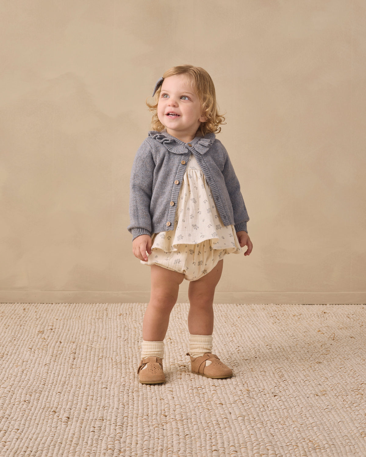 Quincy Mae Ruffle Cardigan | Heathered Slate