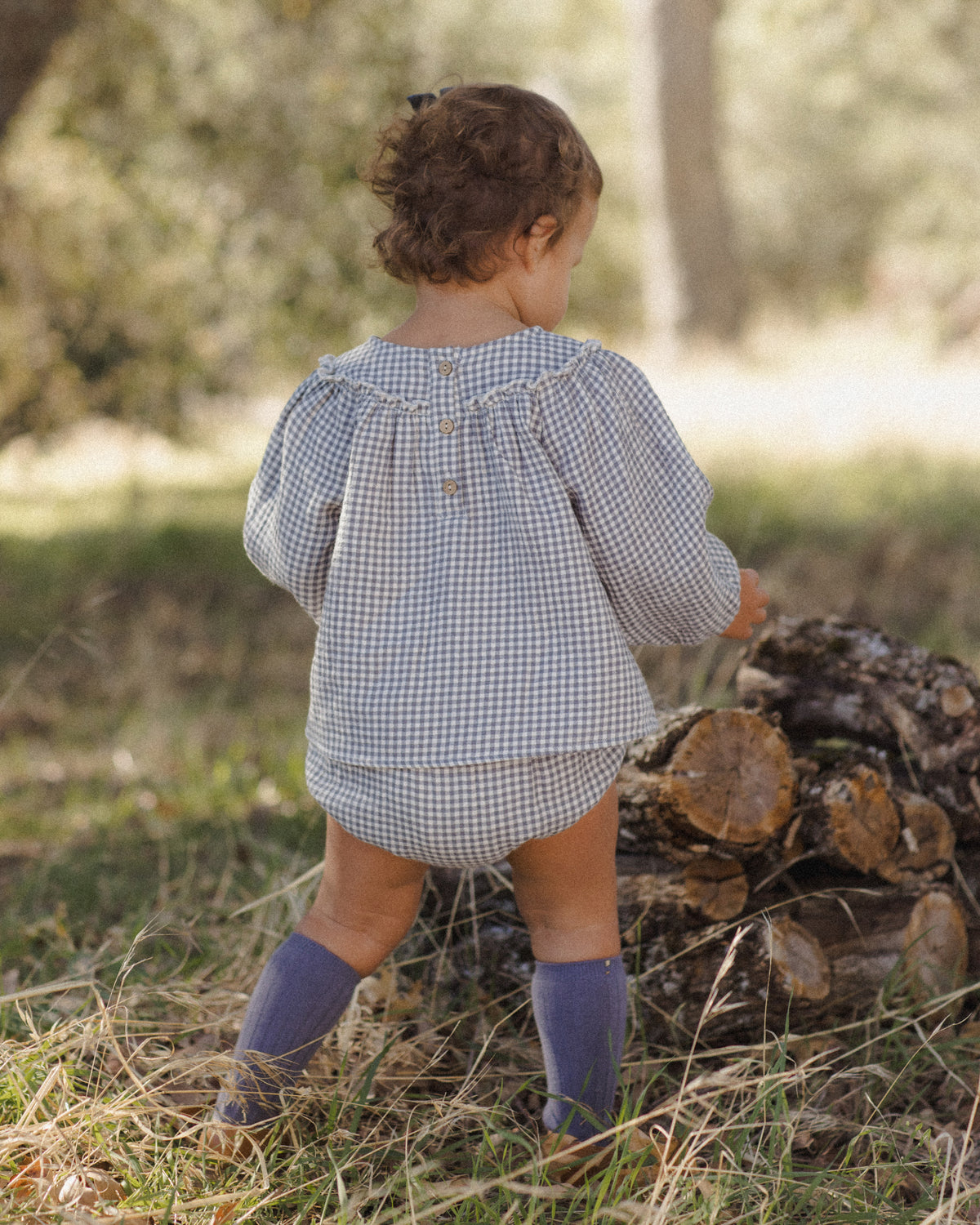 Quincy Mae Mia Top + Bloomer Set | Midnight Gingham