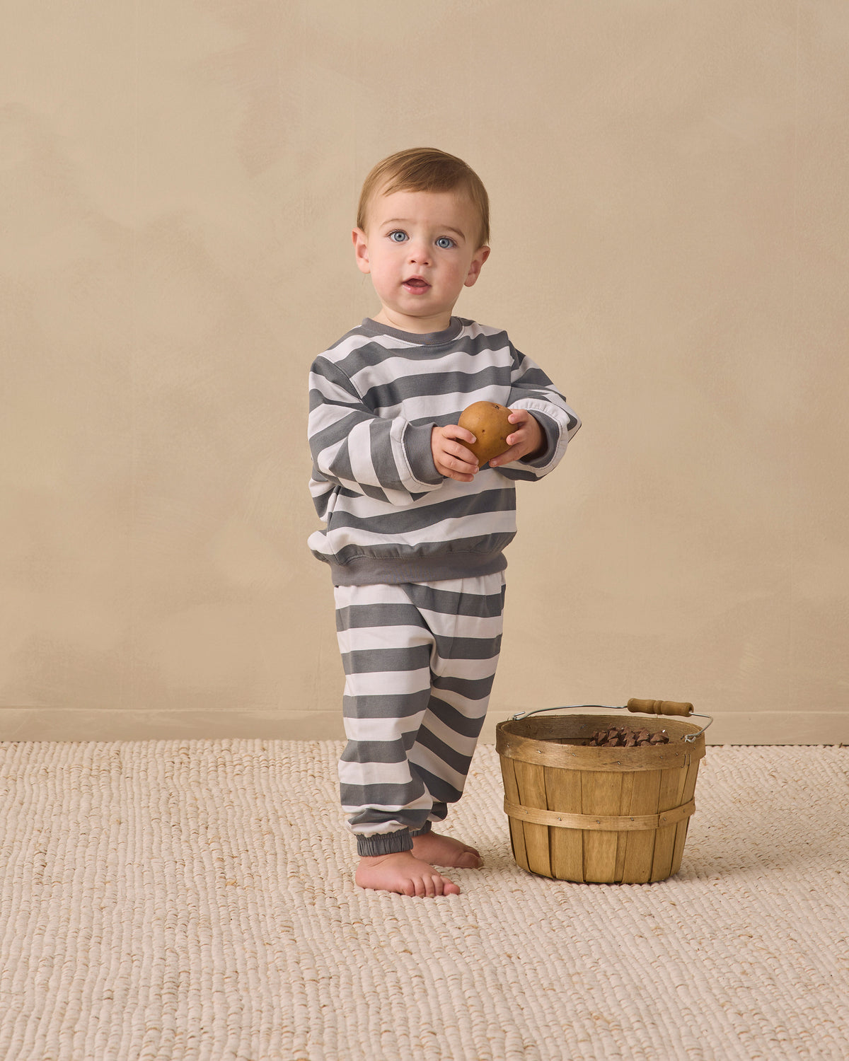Quincy Mae Oversized Crew Sweatshirt | Midnight Stripe