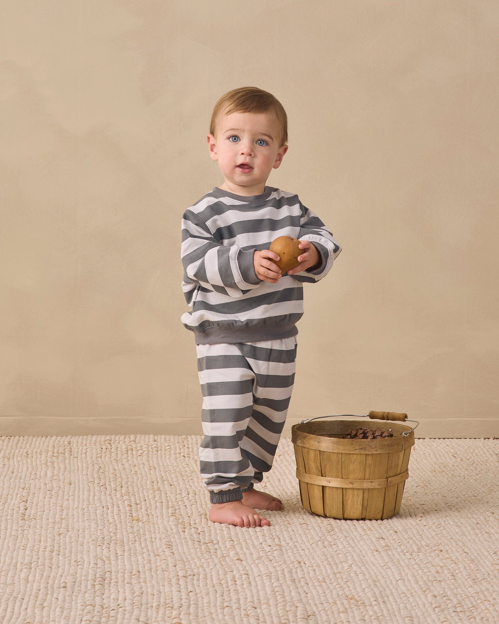 Quincy Mae Oversized Crew Sweatshirt | Midnight Stripe