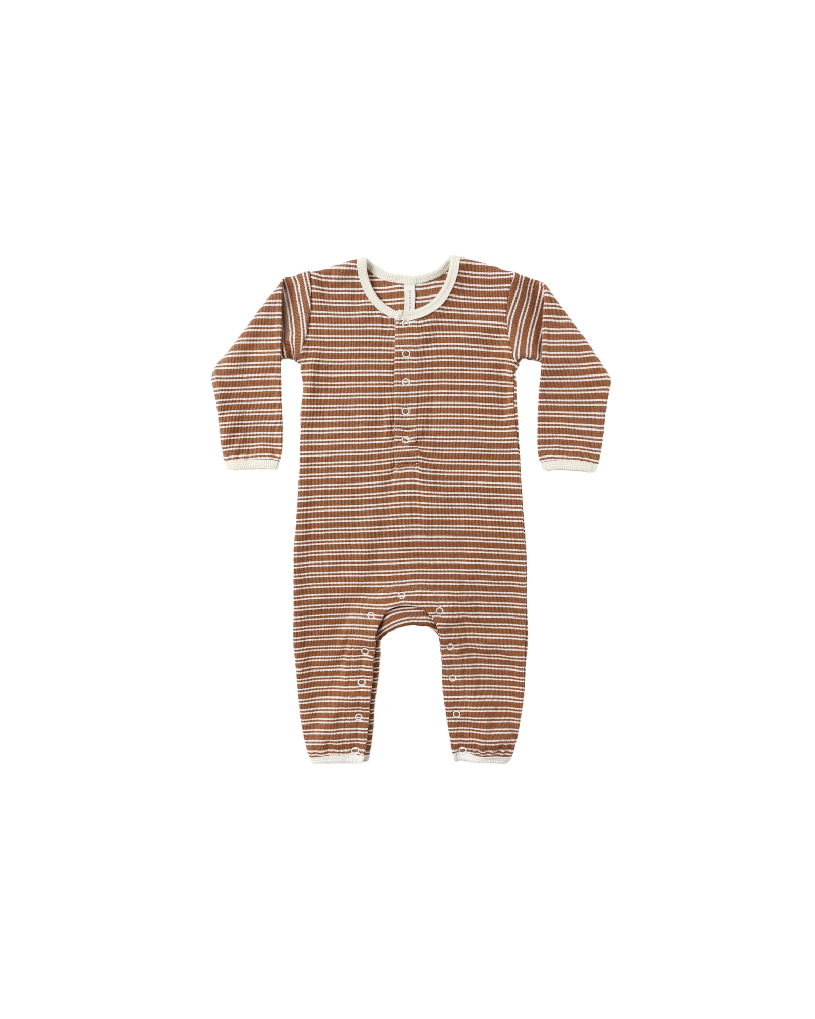 Quincy Mae Ribbed Baby Jumpsuit | Cedar Micro Stripe