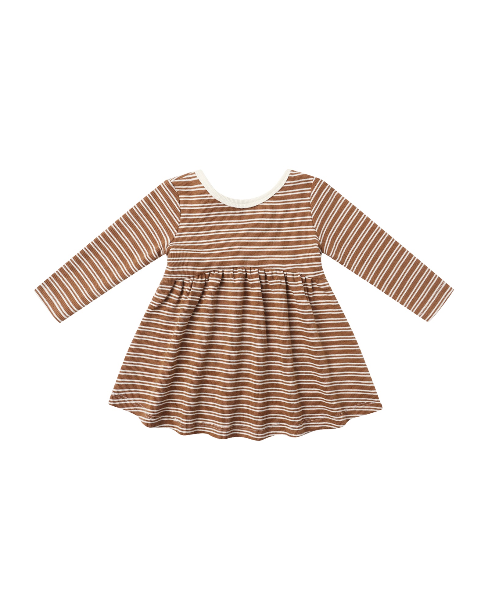 Quincy Mae Ribbed Long Sleeve Dress | Cedar Micro Stripe
