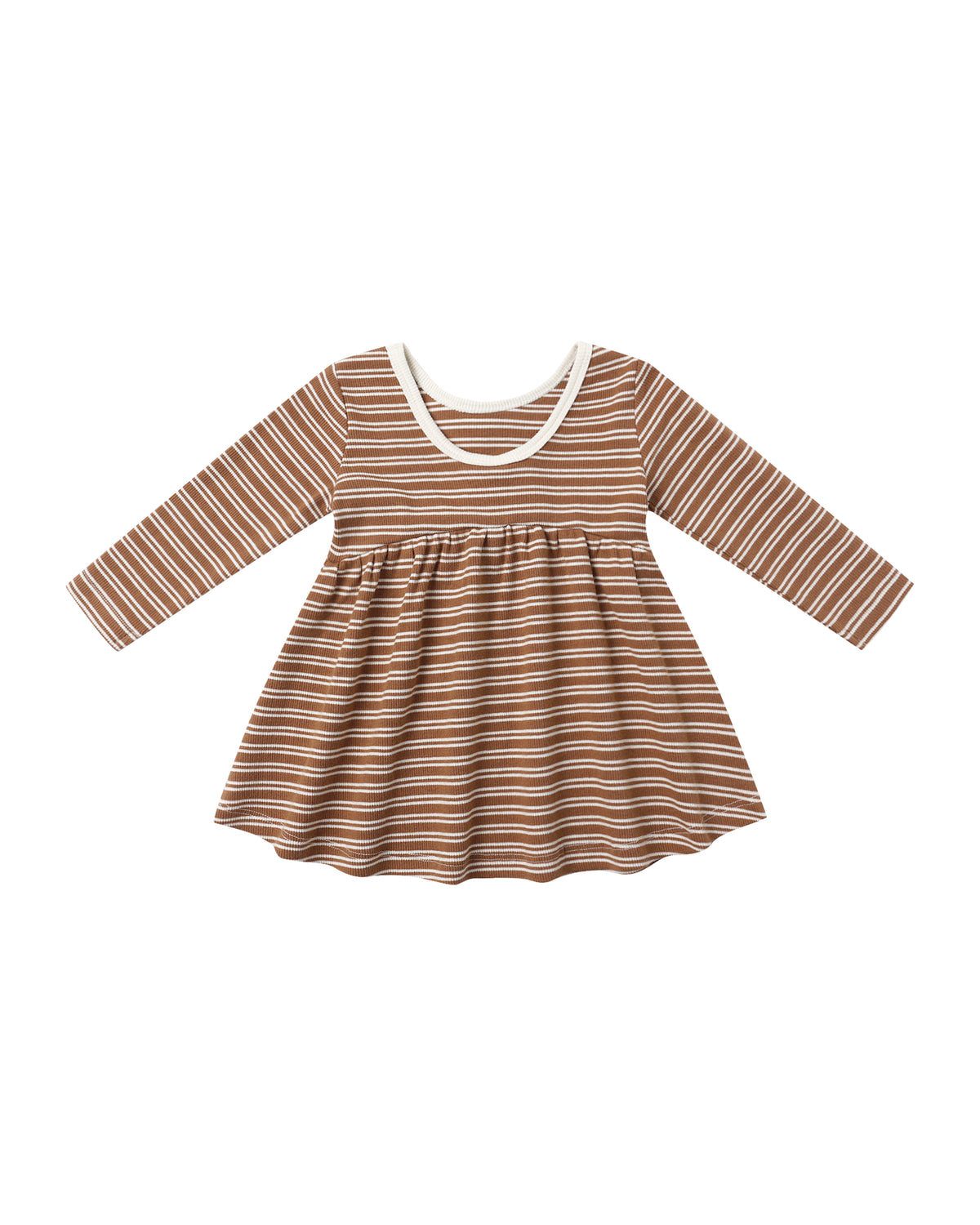 Quincy Mae Ribbed Long Sleeve Dress | Cedar Micro Stripe
