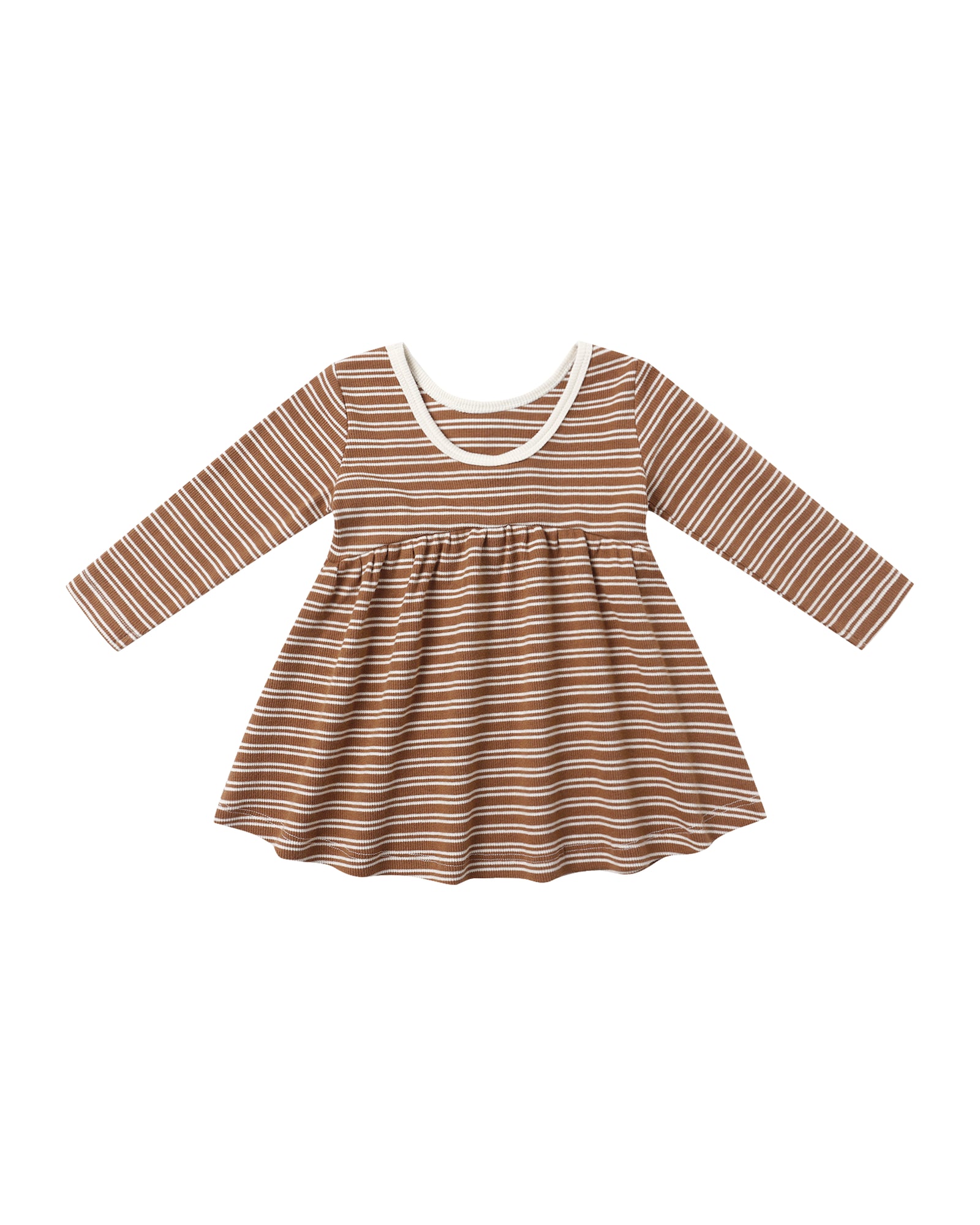 Quincy Mae Ribbed Long Sleeve Dress | Cedar Micro Stripe