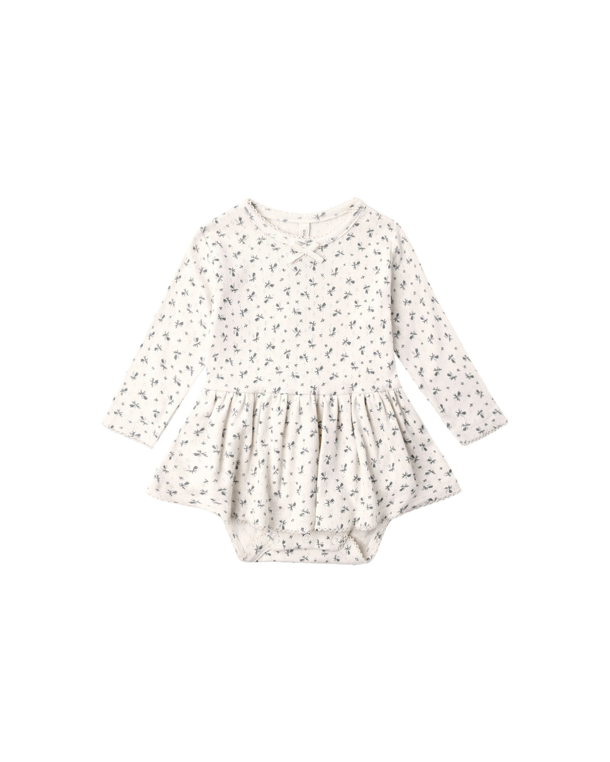 Quincy Mae Pointelle Skirted Bodysuit | Blue Ditsy
