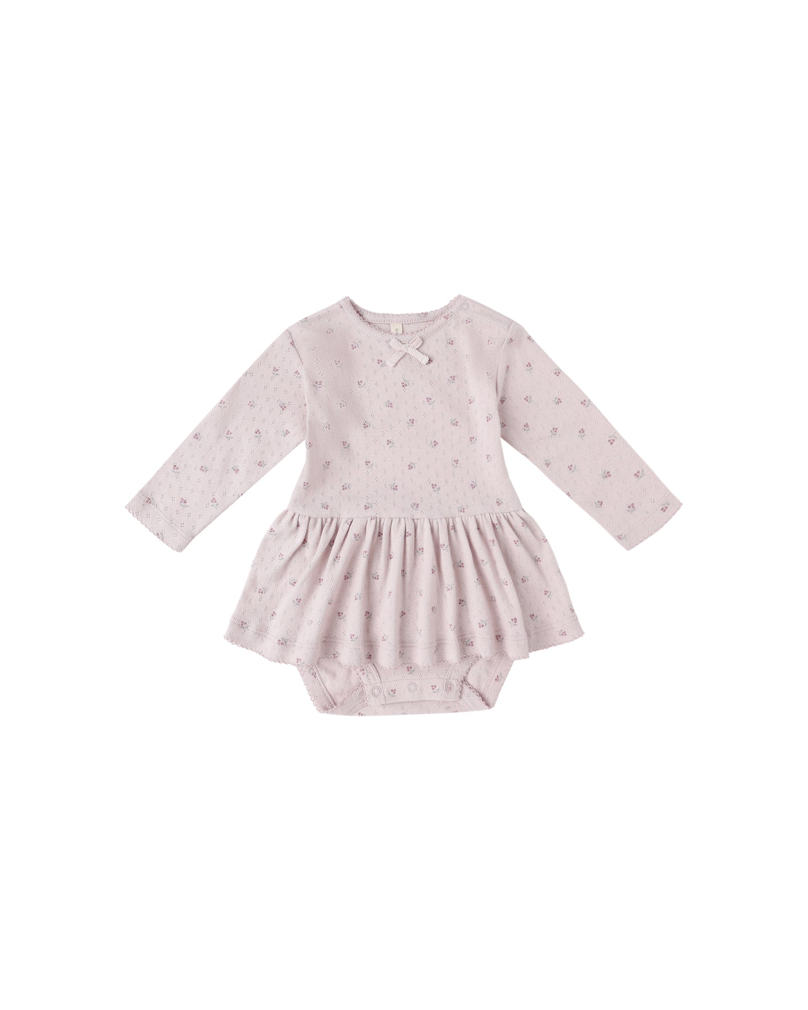 Quincy Mae Pointelle Skirted Bodysuit | Lilac Ditsy
