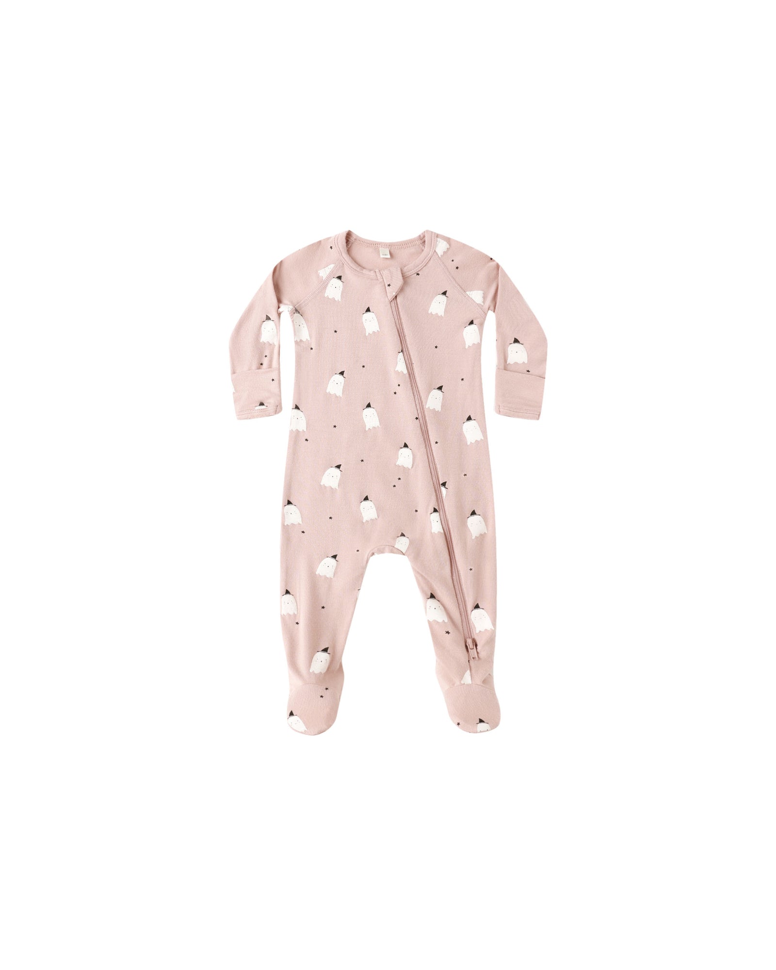 Quincy Mae Bamboo Zip Footie | Pink Ghosts