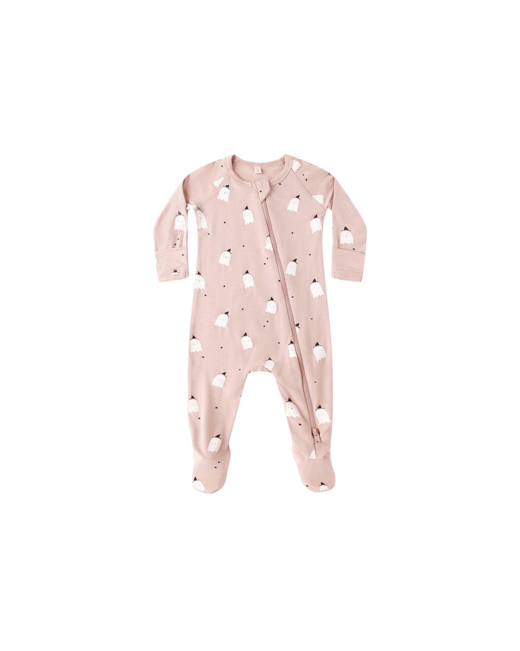 Quincy Mae Bamboo Zip Footie | Pink Ghosts