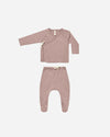 Quincy Mae Wrap Top + Footed Pant Set | Dotty