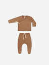 Quincy Mae Wrap Top + Footed Pant Set | Cinnamon