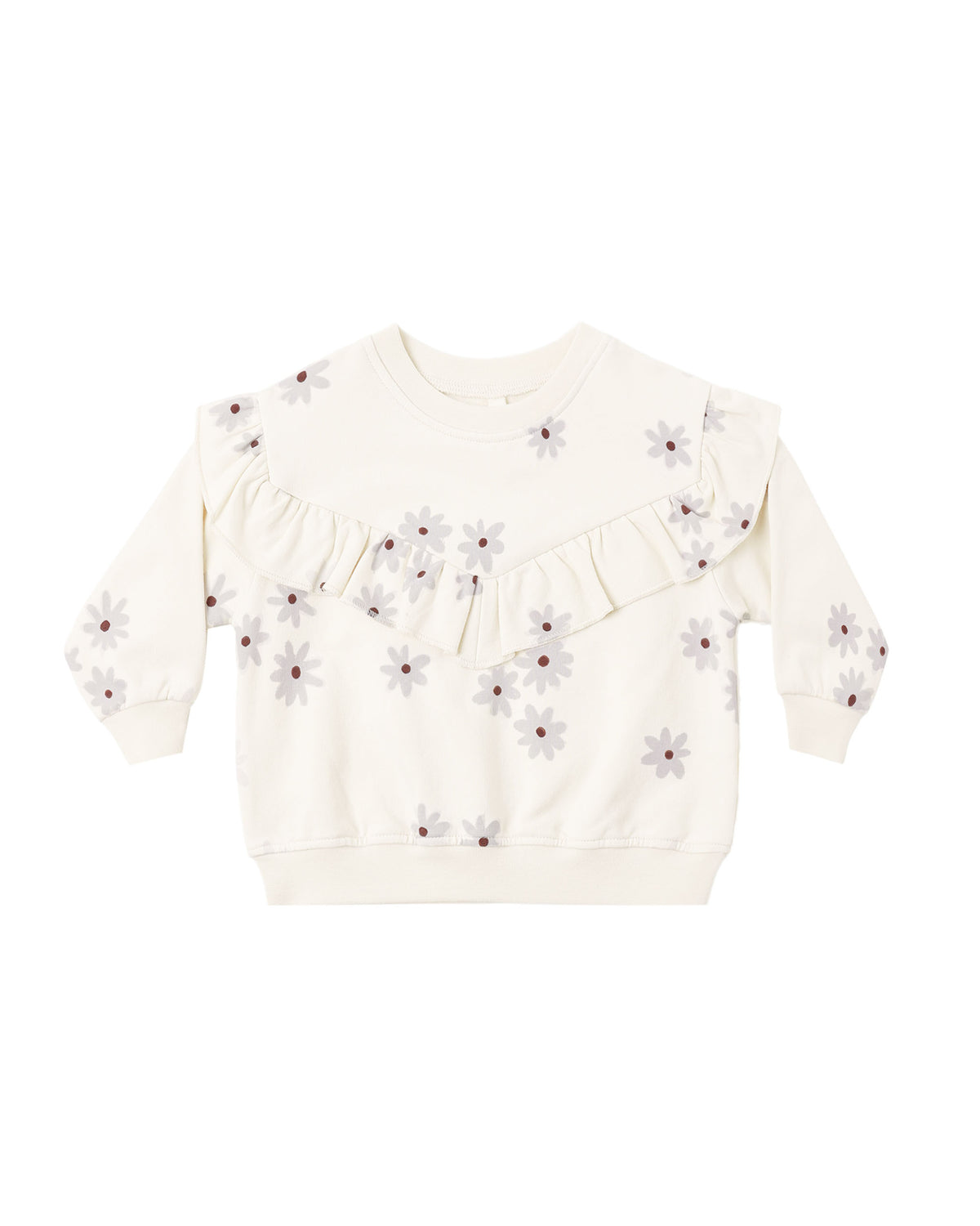 Quincy Mae Ruffle Fleece Sweatshirt | Blue Daisy