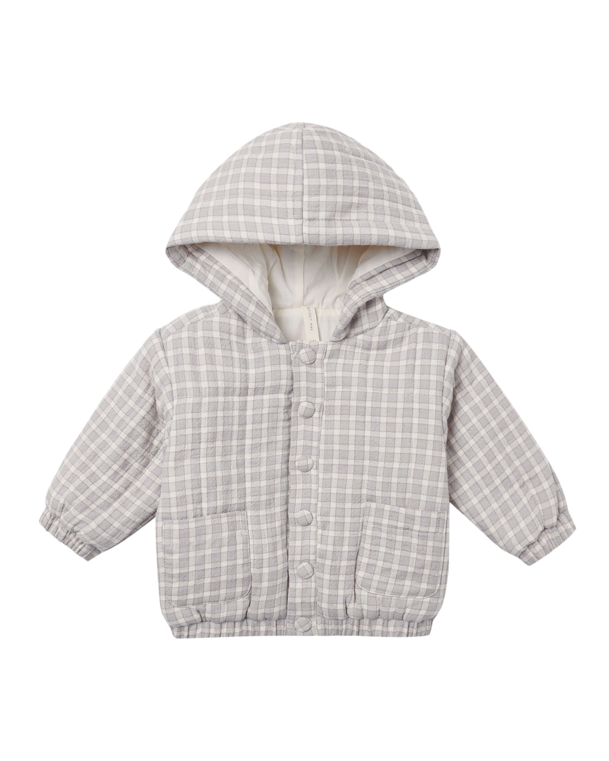 Quincy Mae Hooded Woven Jacket | Blue Gingham