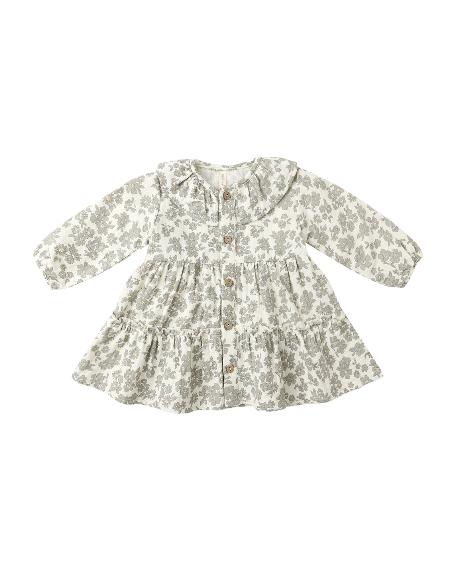 Quincy Mae Ruffle Collar Button Dress | Green Floral