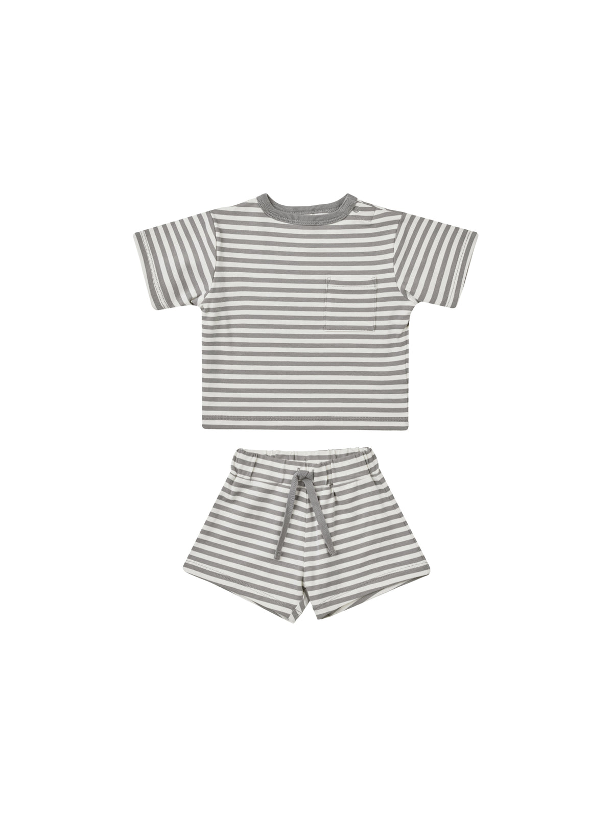 Quincy Mae Pocket Tee + Short Set | Lagoon Stripe