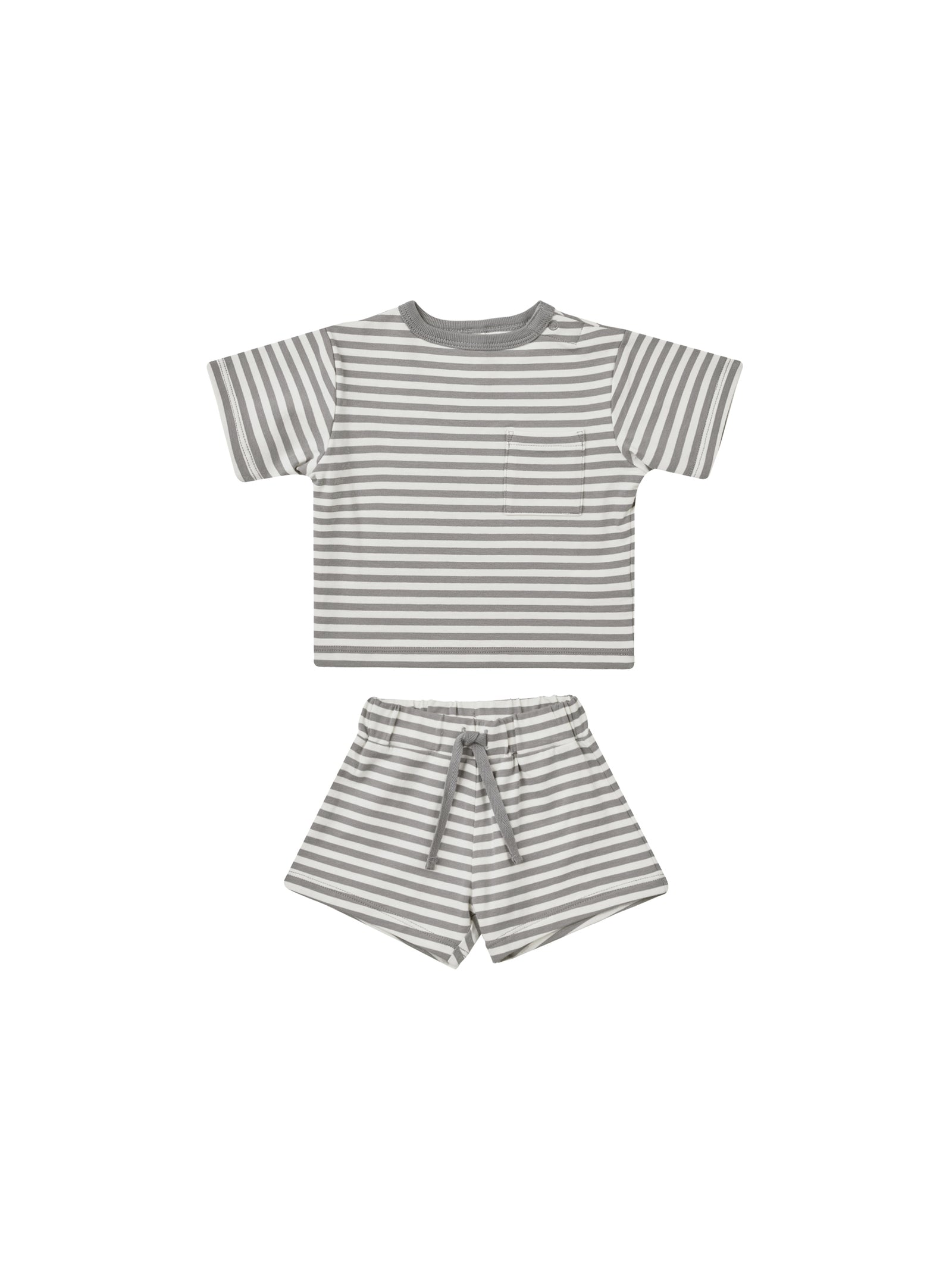 Quincy Mae Pocket Tee + Short Set | Lagoon Stripe