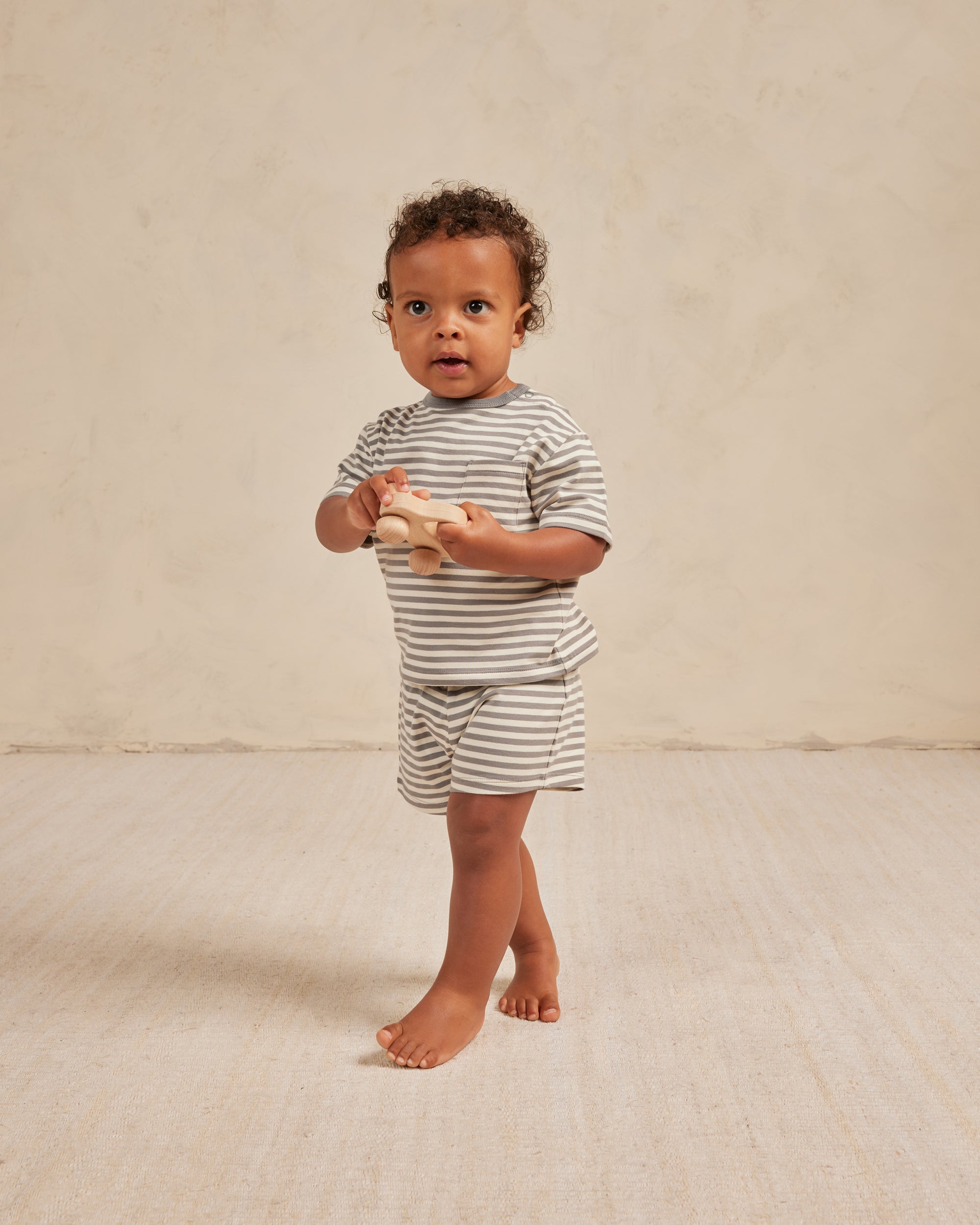 Quincy Mae Pocket Tee + Short Set | Lagoon Stripe