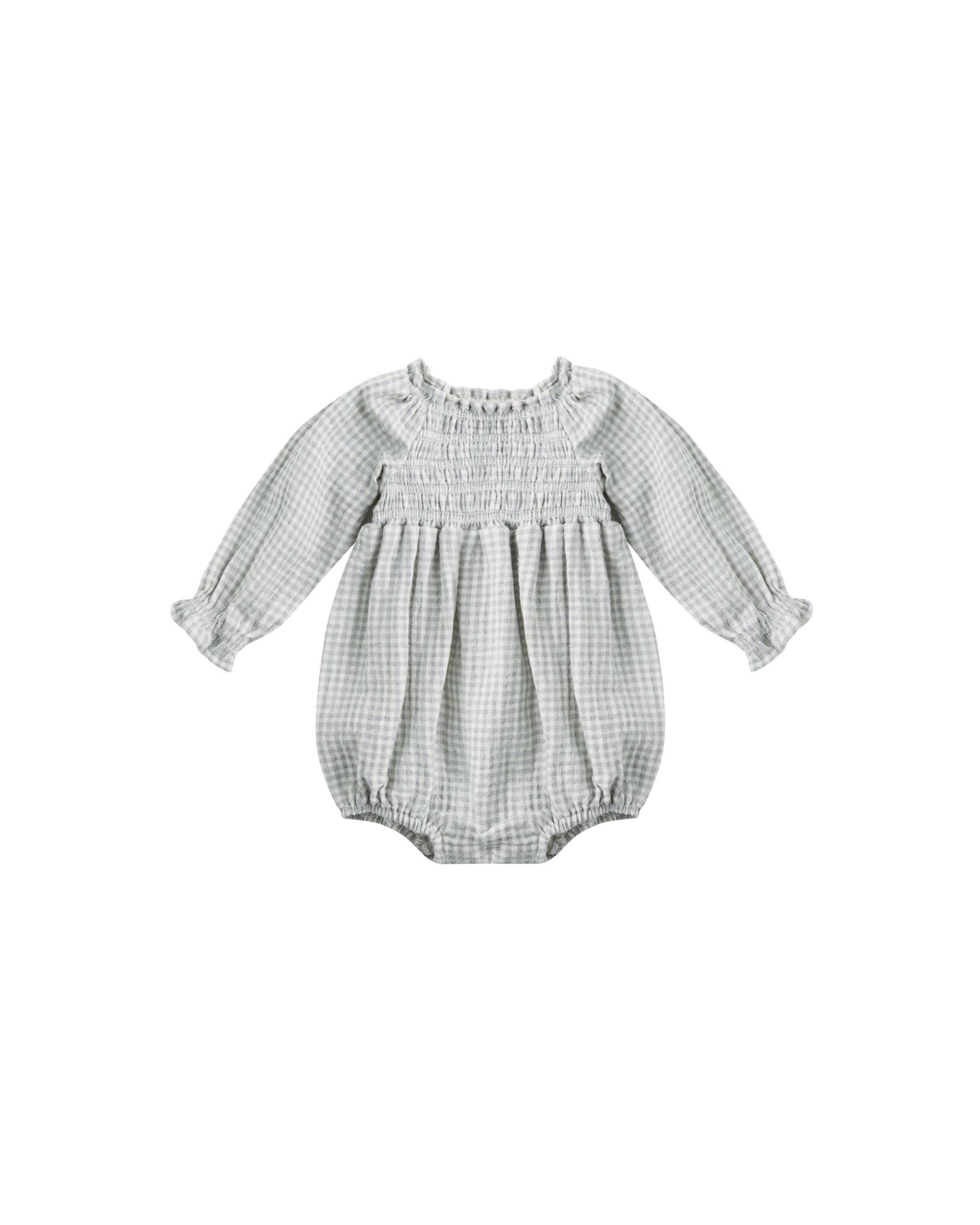 Quincy Mae Eden Romper | Blue Gingham