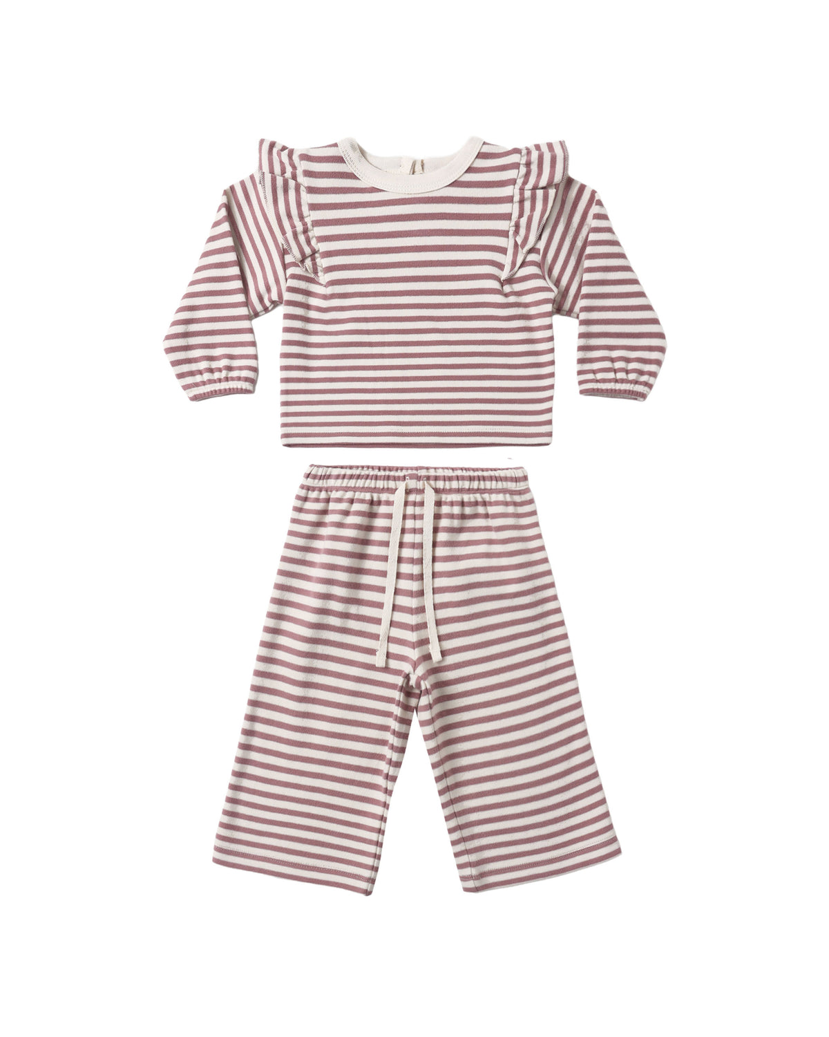 Quincy Mae Ruffle Cozy Set | Mulberry Stripe