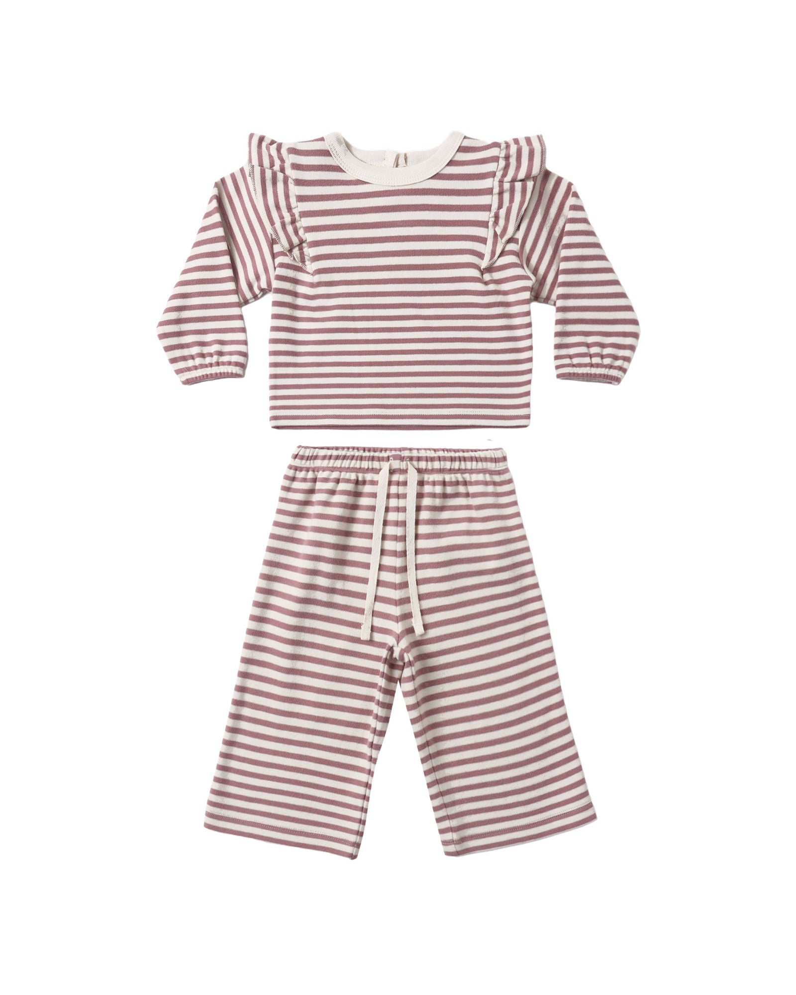 Quincy Mae Ruffle Cozy Set | Mulberry Stripe
