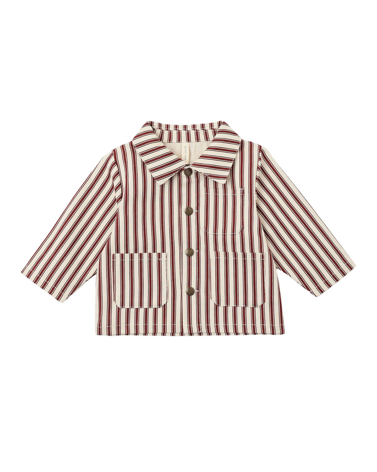 Quincy Mae Utility Jacket | Black Cherry Pinstripe