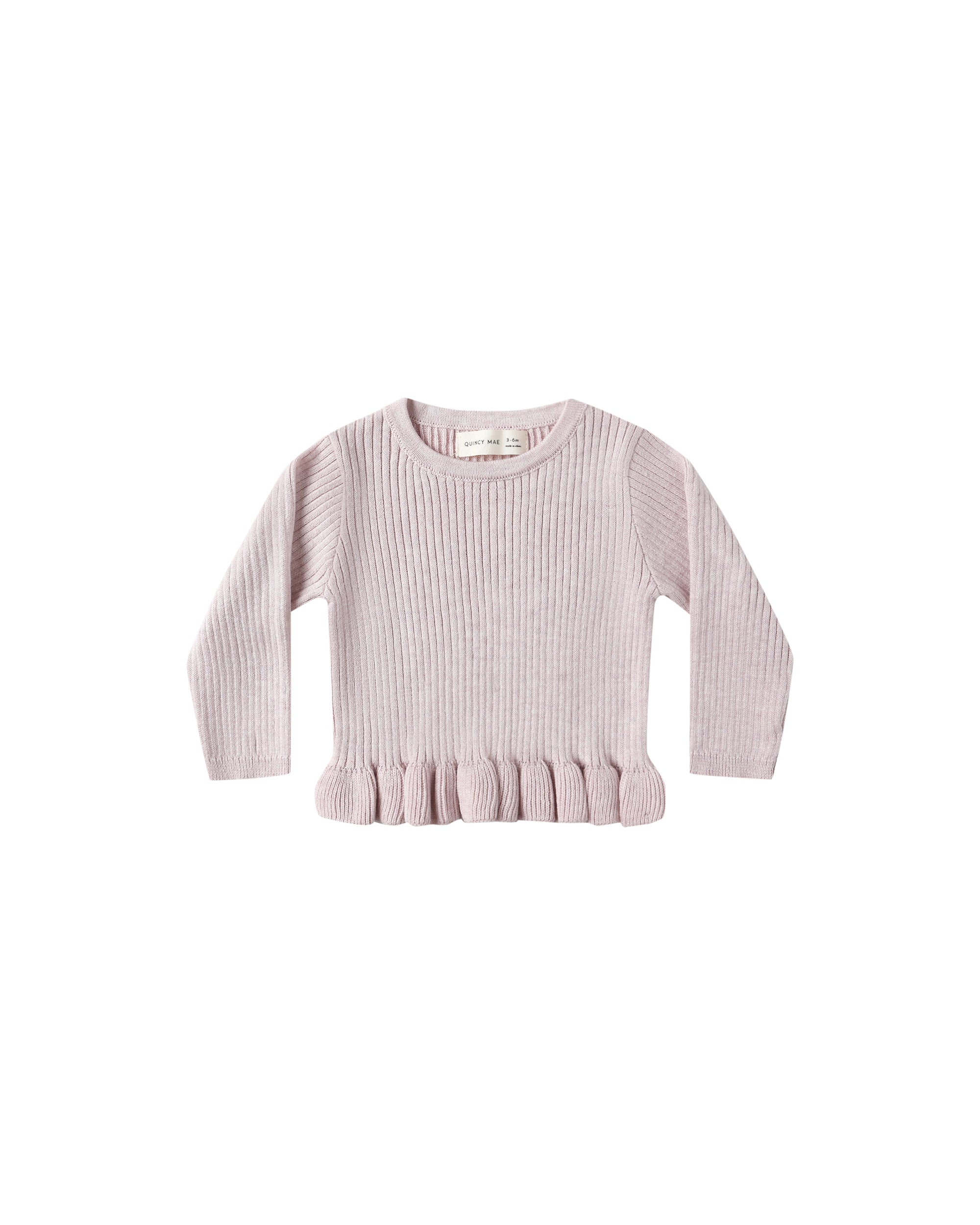 Quincy Mae Rib Knit Peplum Top | Lilac