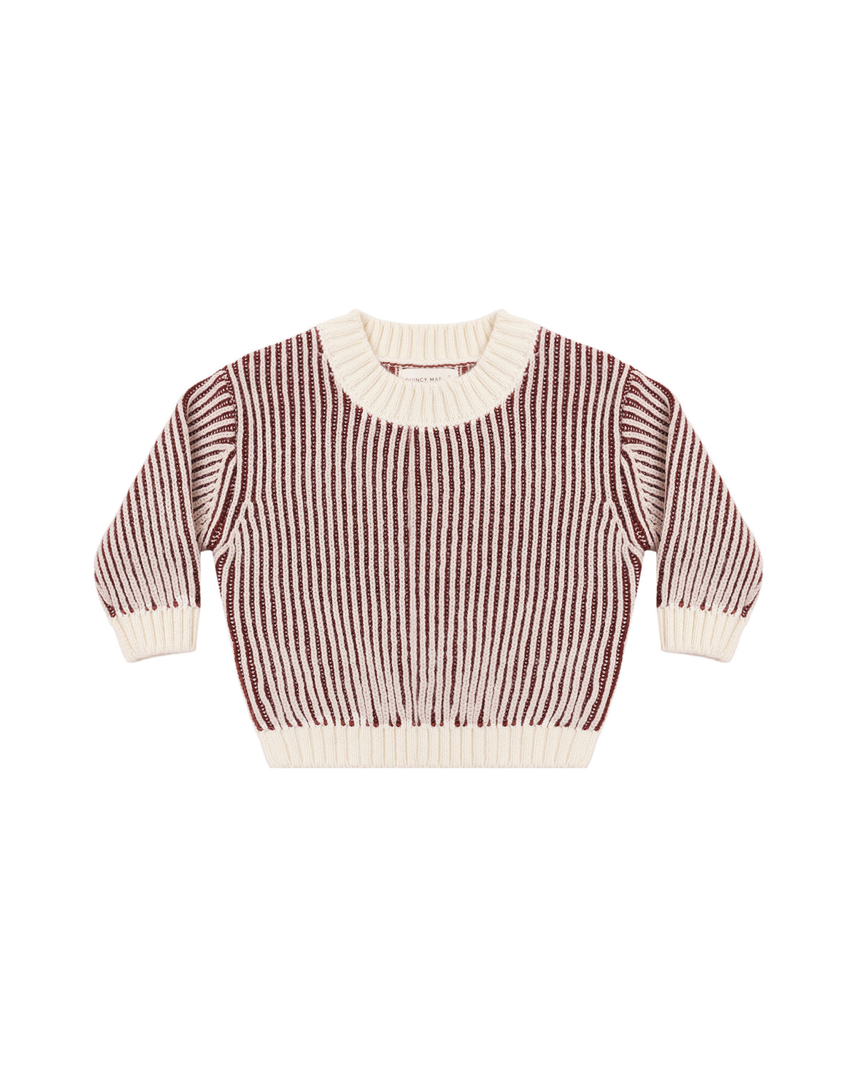 Quincy Mae Relaxed Knit Sweater | Black Cherry Stripe