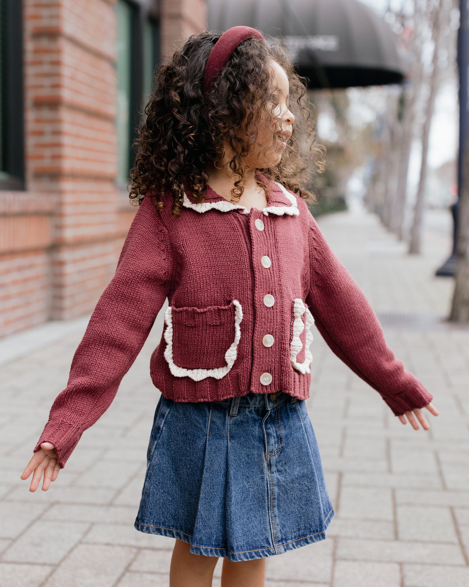 Rylee + Cru Collared Cardigan | Burgundy