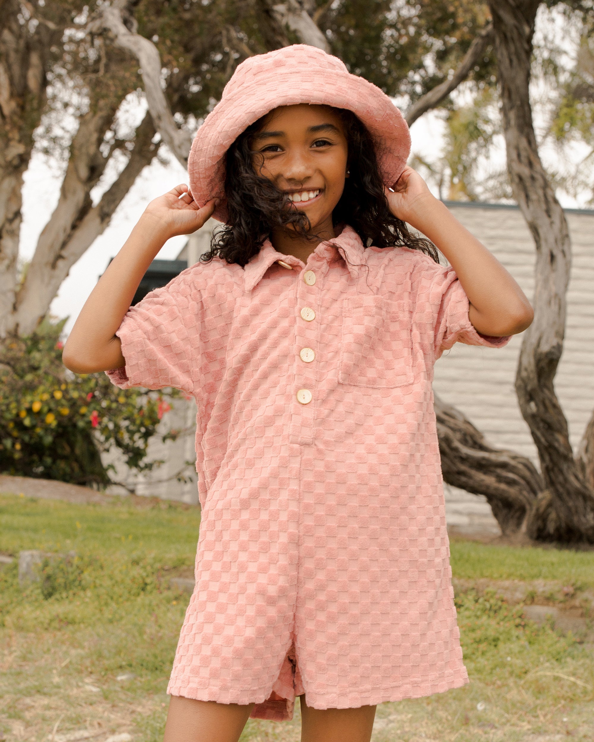 Rylee + Cru Frankie Romper | Pink Check
