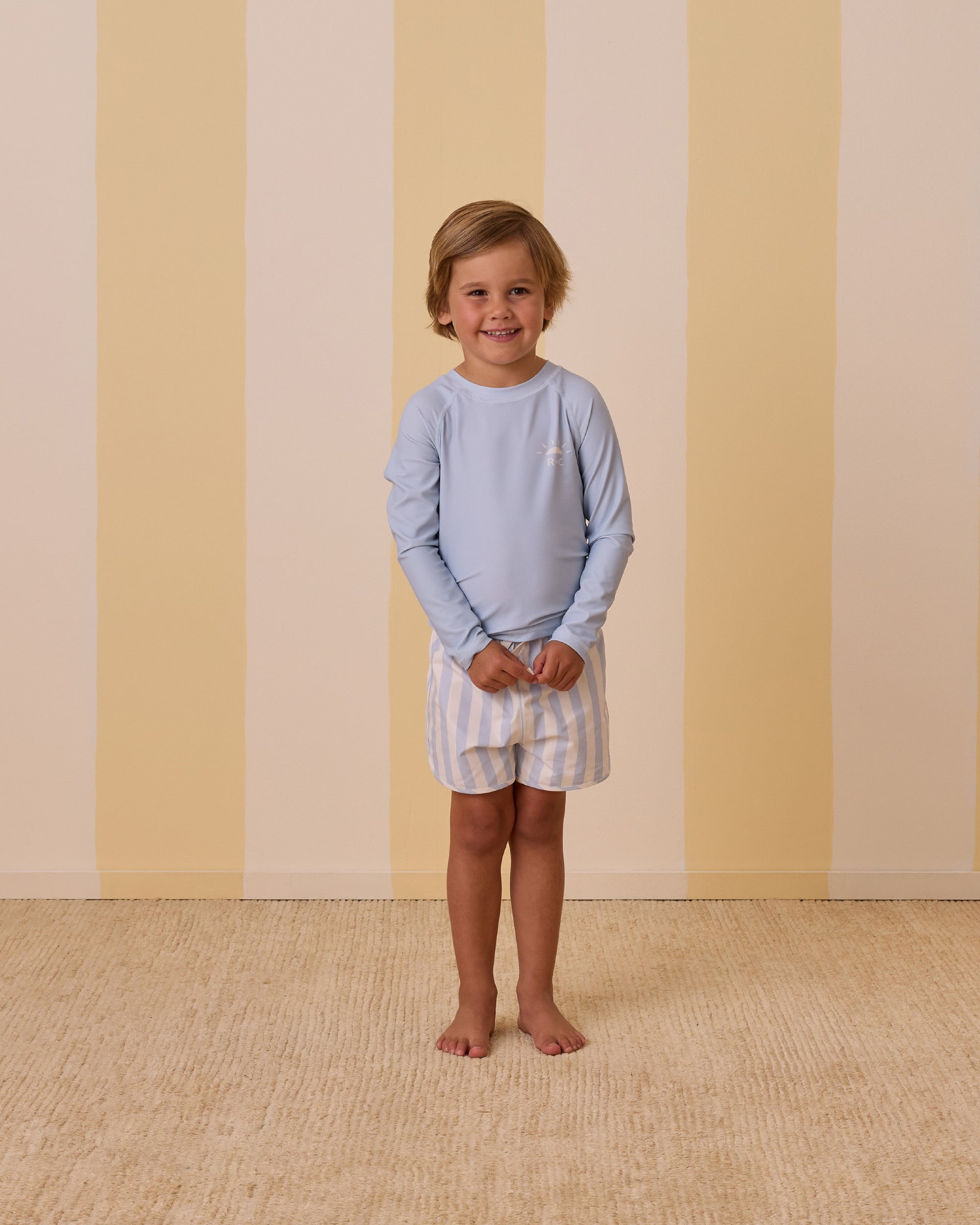 Rylee + Cru Swim Trunk | Blue Stripe