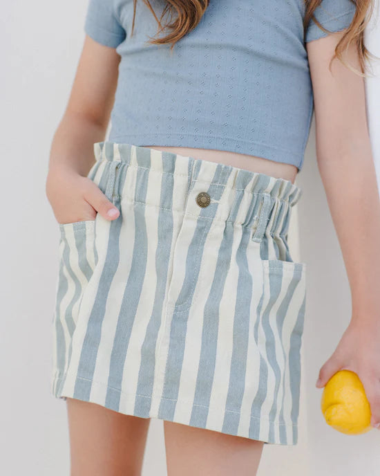 Rylee + Cru Denim Miniskirt | Ocean Stripe