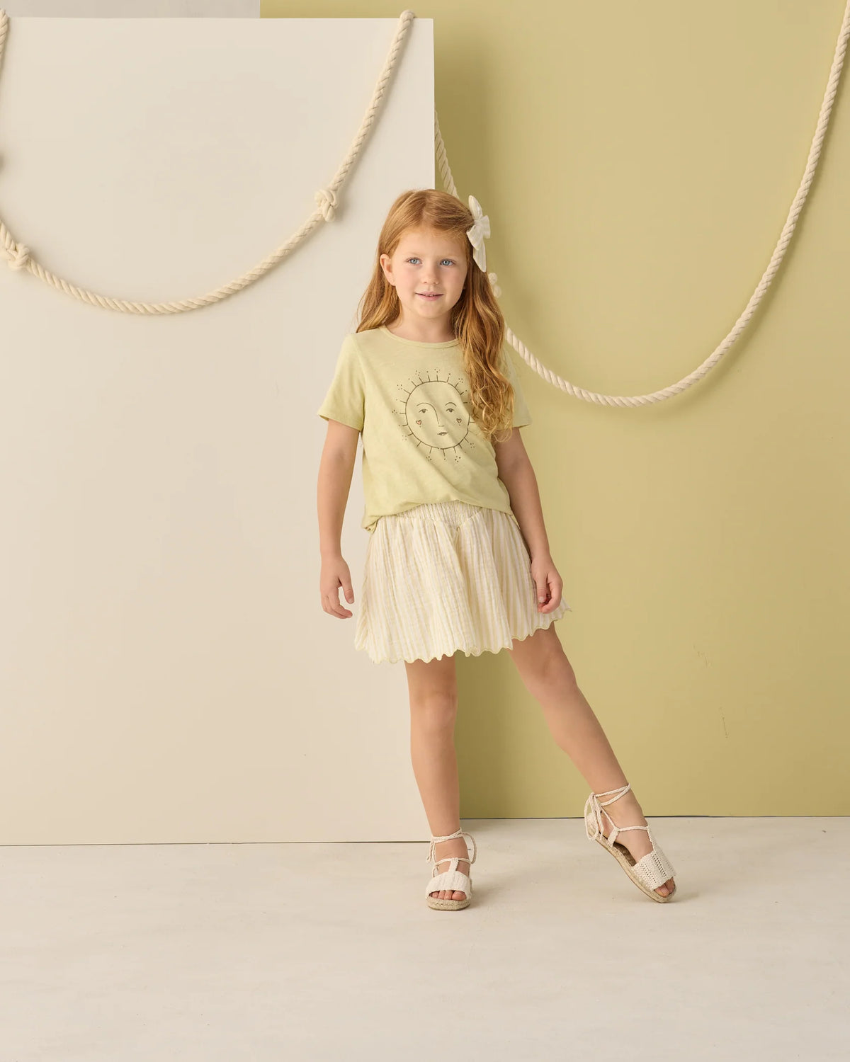 Rylee + Cru Smocked V Mini Skirt | Citron Stripe