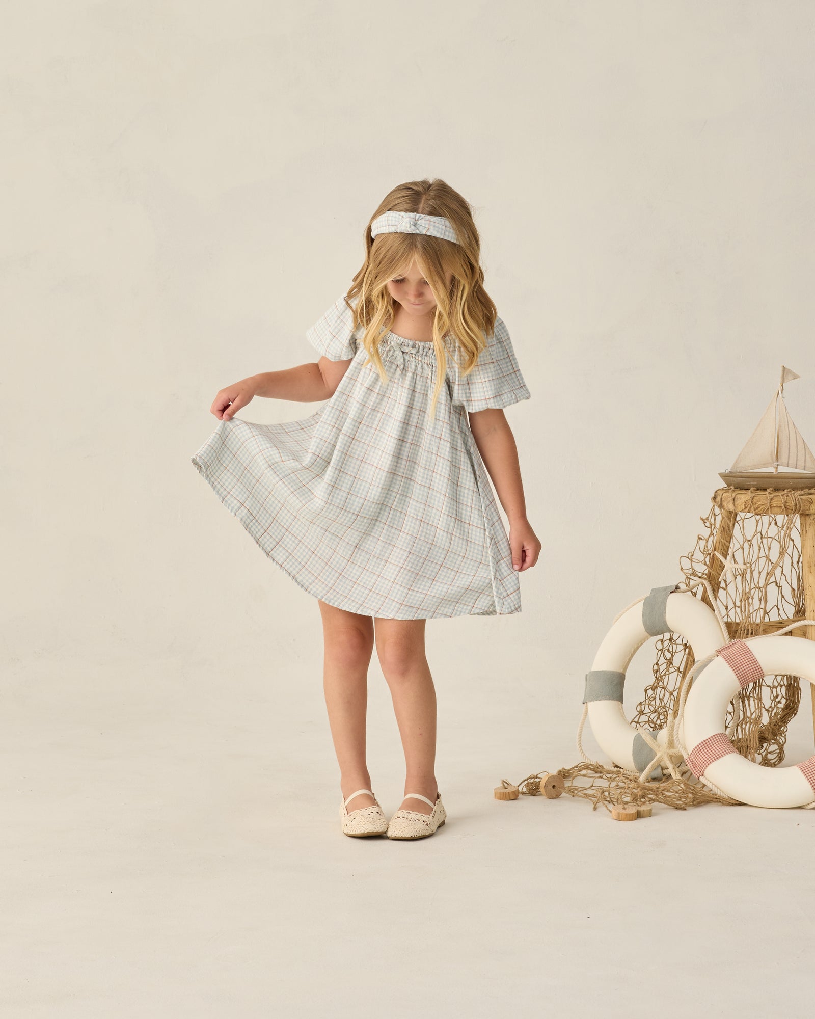 Rylee + Cru Sabrina Mini Dress | Light Blue Plaid