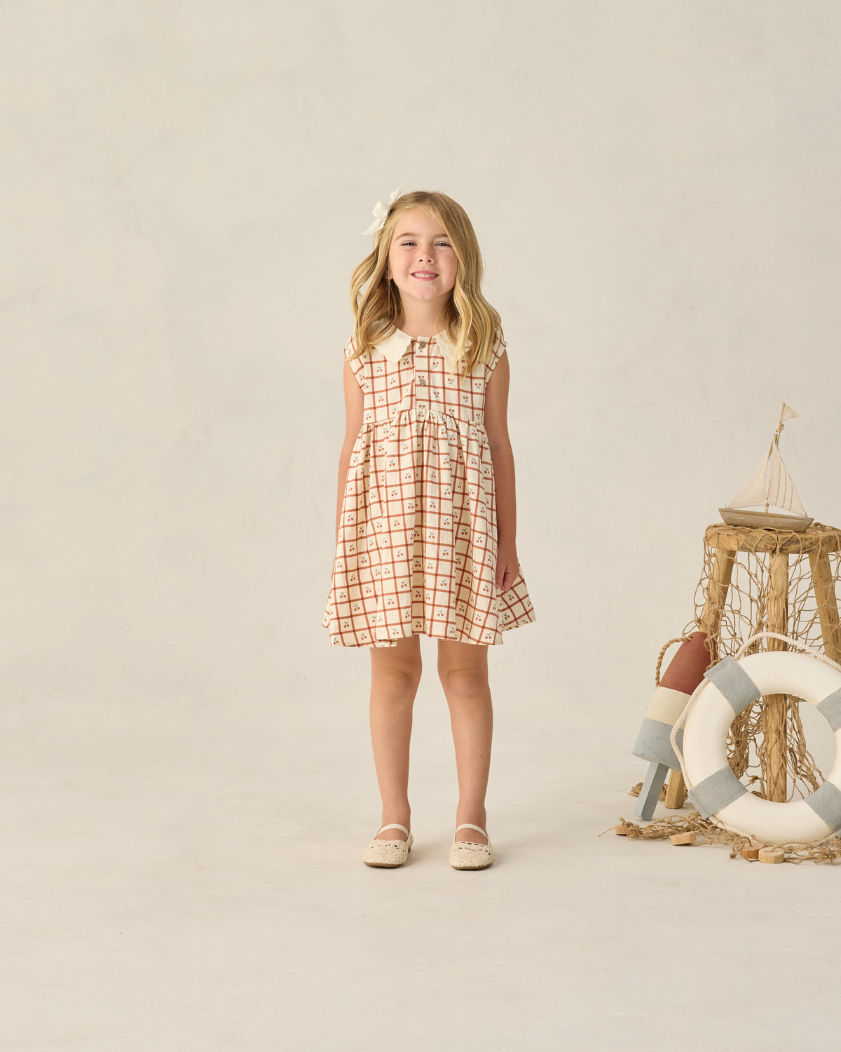 Rylee + Cru Collared Babydoll Dress | Cherry Check
