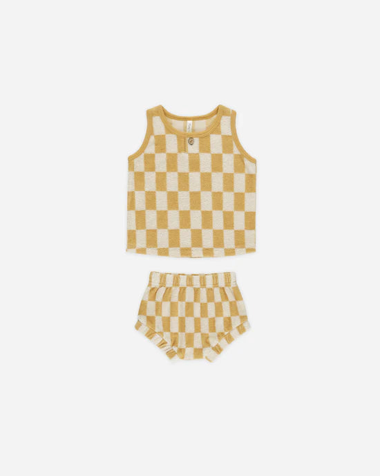 Rylee + Cru Baby Tank Set | Marigold Check Set