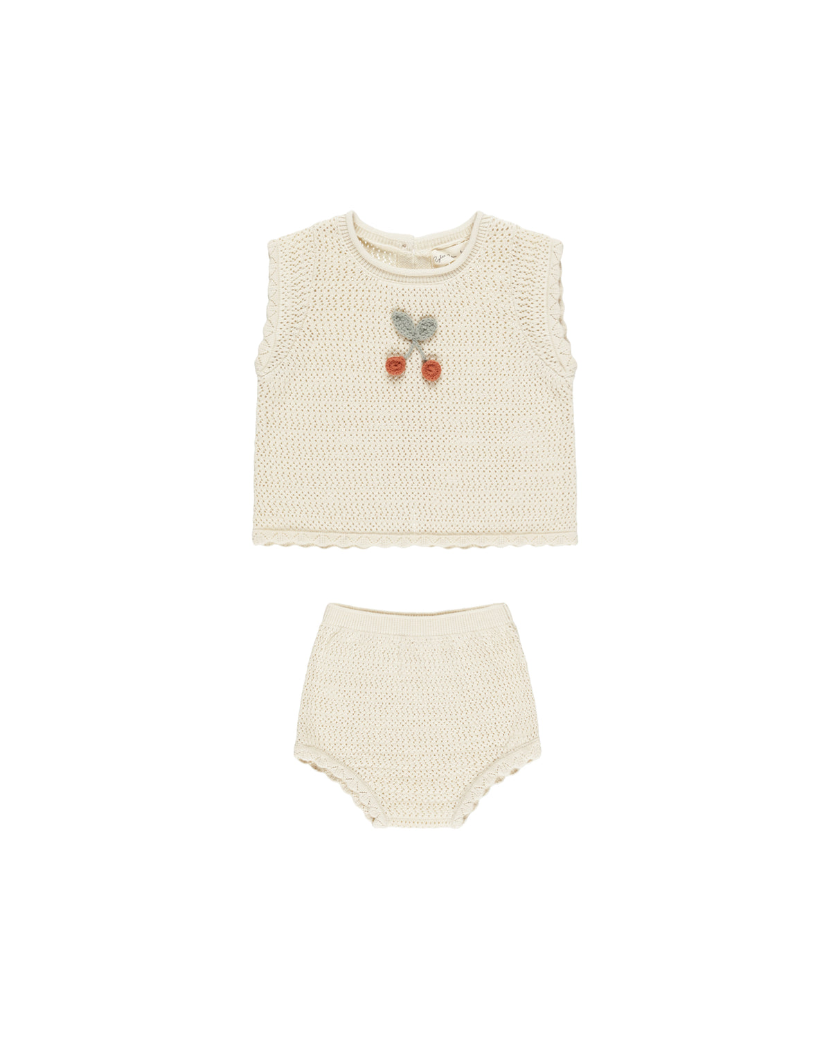Rylee + Cru Scallop Knit Baby Set | Cherry